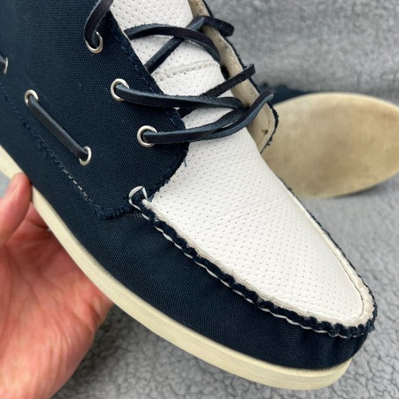 The Generic Man Boat Shoe Men 8 Navy Blue White Casual Dress Shoreman Mid Boot 1 - Picture 9 of 10